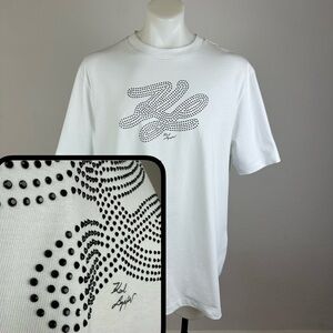NWT Karl Lagerfeld Embellished Monogram Graphic Tee